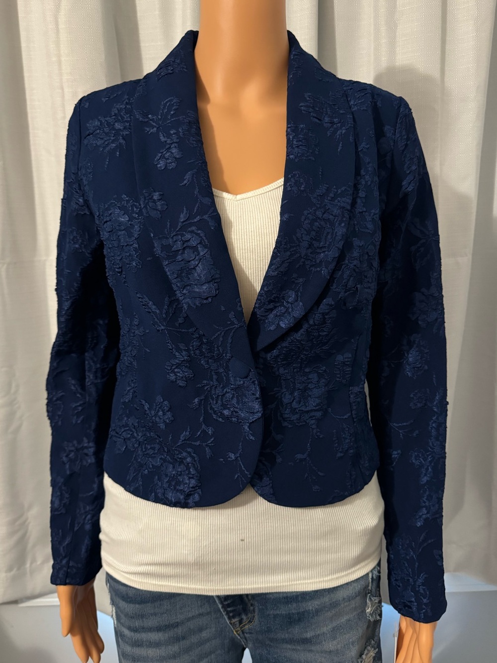 Pretty Shelby & Palmer size M blue embossed blazer jacket new
